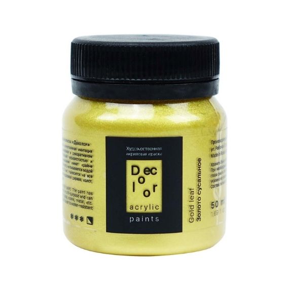 Золото сусальное, краска "Деколор", банка 50 мл - «Таир»