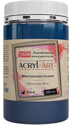 Краска акриловая художественная Акрил-Арт, "TAIR", 250 мл, Марганцовая голубая - «Таир»
