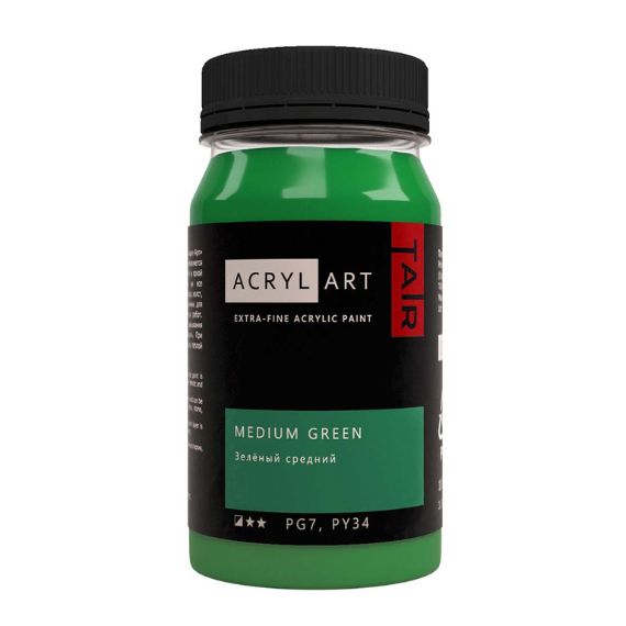 Художественные акриловые краски Зелёный средний, краска "Акрил-Арт", банка 100 мл на оптовом сайте бренда ТАИР