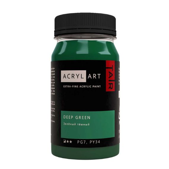 Художественные акриловые краски Зелёный тёмный, краска "Акрил-Арт", банка 100 мл на оптовом сайте бренда ТАИР