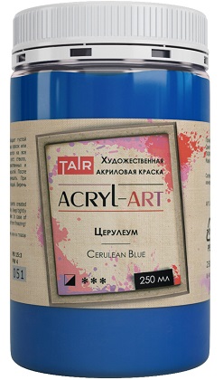 Краска акриловая художественная Акрил-Арт, "TAIR", 250 мл, Церулеум - «Таир»