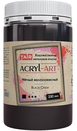 Краска акриловая художественная Акрил-Арт, "TAIR", 250 мл, Черная железоокисная - «Таир»