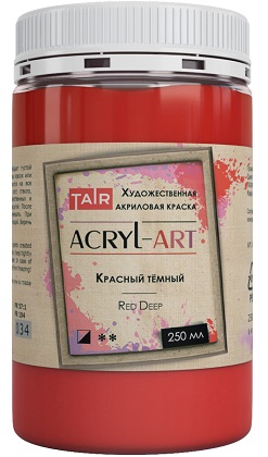 Красный темный, краска "Акрил-Арт", банка 250 мл - «Таир»