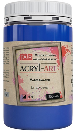 Краска акриловая художественная Акрил-Арт, "TAIR", 250 мл, Ультрамарин - «Таир»