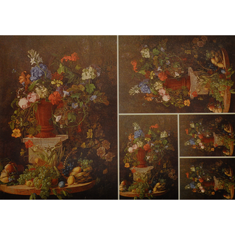 Декупажная карта,  25х35 см, 6 сюжетов, Натюрморт с цветами и фруктами 1 - «Таир»