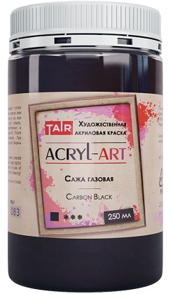 Краска акриловая художественная Акрил-Арт, "TAIR", 250 мл, Сажа газовая - «Таир»
