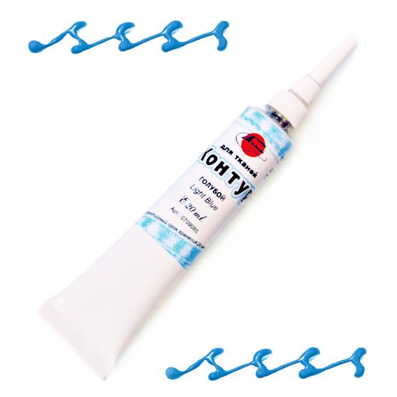 Голубой, контур по ткани и коже, туба 20 мл - «Таир»