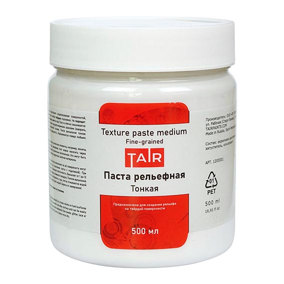 Паста акриловая рельефная, "TAIR", 500 мл, Тонкая - «Таир»