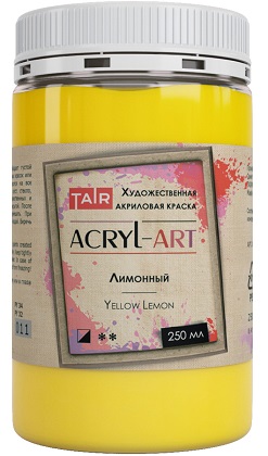 Краска акриловая художественная Акрил-Арт, "TAIR", 250 мл, Лимонный - «Таир»