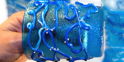 Гель-паста, декорирование вазы, декорирование светильника