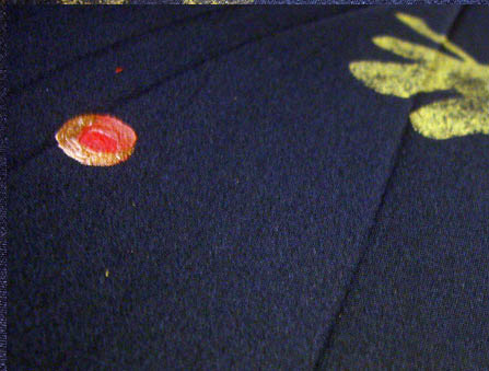 Роспись зонта акриловыми красками по ткани, трафарет