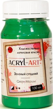 (уценка) Краска акриловая художественная Акрил-Арт, "TAIR", 100 мл, Зелёный средний (27) - «Таир»