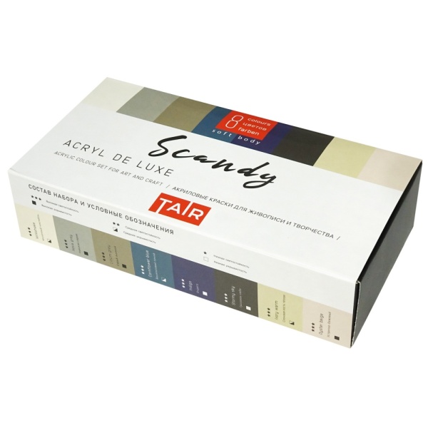 Набор акриловых красок Acryl De Luxe, "TAIR", 8 х 20 мл, Сканди - «Таир»