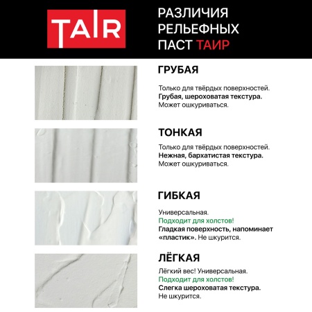 Паста акриловая рельефная Лёгкая, банка 250 мл - «Таир»
