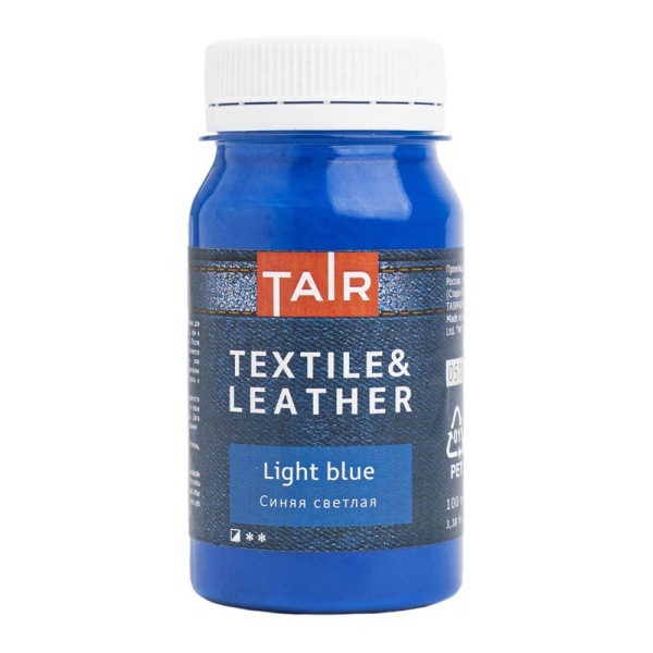 Синяя светлая, краска акриловая по ткани и коже, банка 100 мл - «Таир»