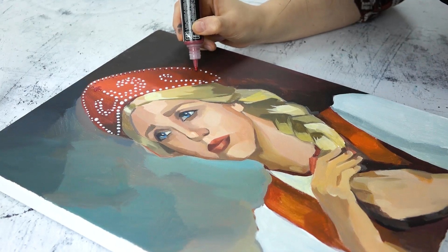 Портрет акриловыми красками от Маргариты Адясовой. Спидпейнт
