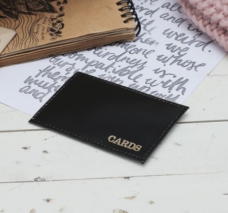 Футляр для карточки, чёрный, нат.кожа,9,5 см × 0,1 см × 6 см - «Таир»