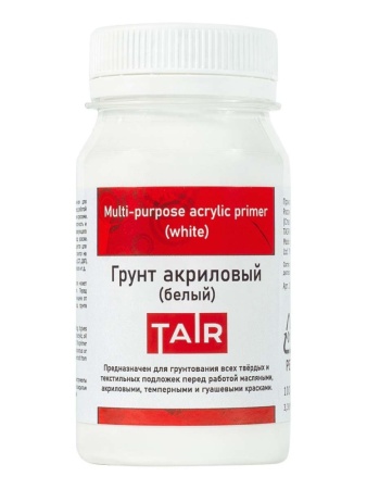 Грунт акриловый универсальный белый, банка 100 мл - «Таир»
