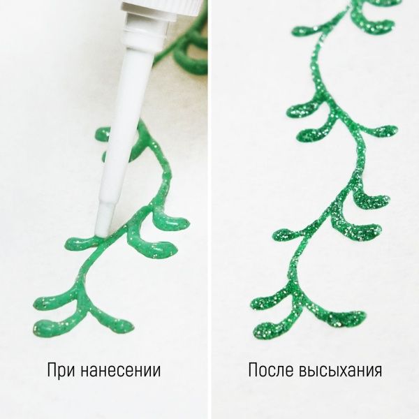 Серебристо-травяной с блёстками, контур по стеклу, туба 20 мл - «Таир»