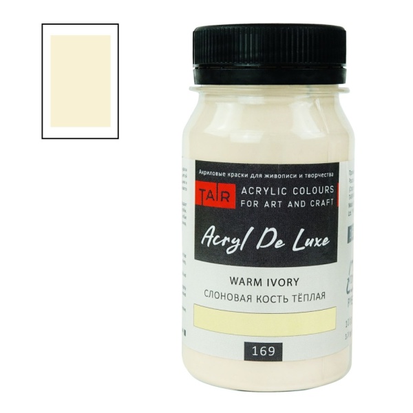 Слоновая кость тёплая, краска "Акрил Де Люкс", банка 100 мл - «Таир»