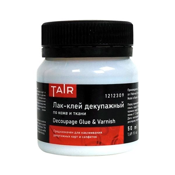 Лак (клей) декупажный для ткани, банка 50 мл - «Таир»