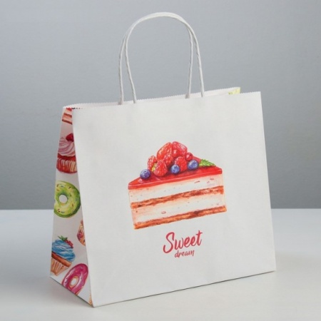Пакет подарочный крафт "Sweet dream", 25 × 22 × 12 см - «Таир»