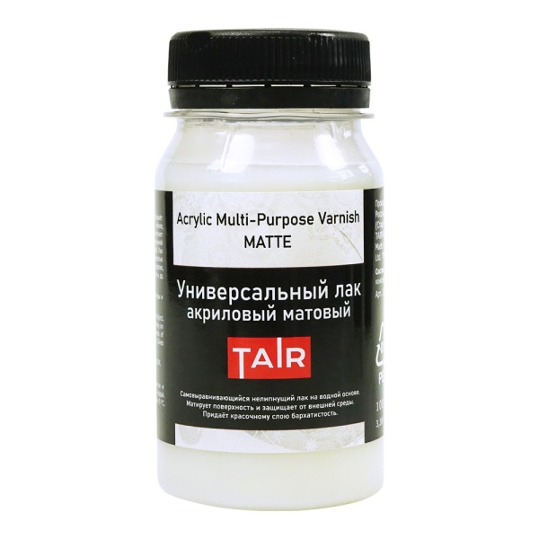 Лак универсальный акриловый матовый, банка 100 мл - «Таир»