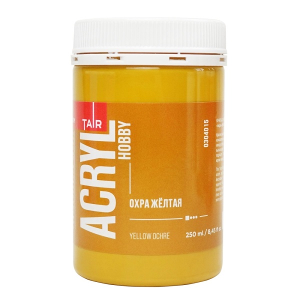 Охра жёлтая, краска "Акрил-Хобби", банка 250 мл - «Таир»