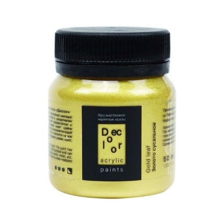 Золото сусальное, краска "Деколор", банка 50 мл - «Таир»
