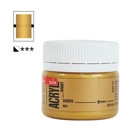 Золото, краска "Акрил-Хобби", банка 20 мл - «Таир»