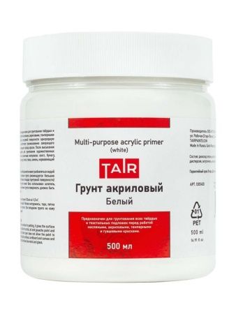 Грунт акриловый универсальный белый, банка 500 мл - «Таир»