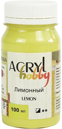 (уценка) Краска акриловая Акрил-Хобби, "Таир", 100 мл, Лимонный (165) - «Таир»