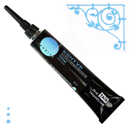 Голубой, контур по стеклу, туба 20 мл - «Таир»