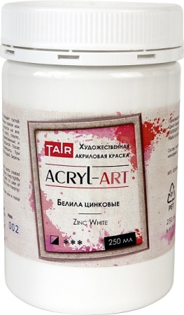 Краска акриловая художественная Акрил-Арт, "TAIR", 250 мл, Белила цинковые - «Таир»