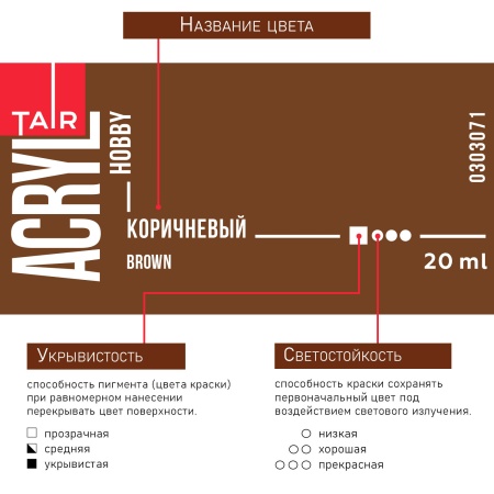 Коричневый, краска "Акрил-Хобби", банка 20 мл - «Таир»