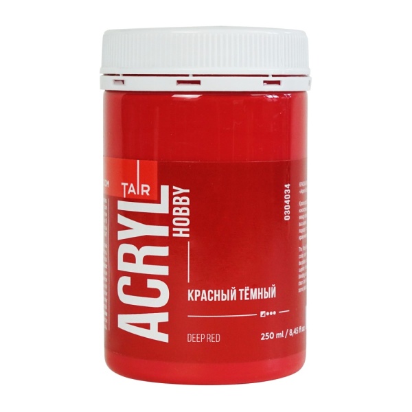 Красный тёмный, краска "Акрил-Хобби", банка 250 мл - «Таир»