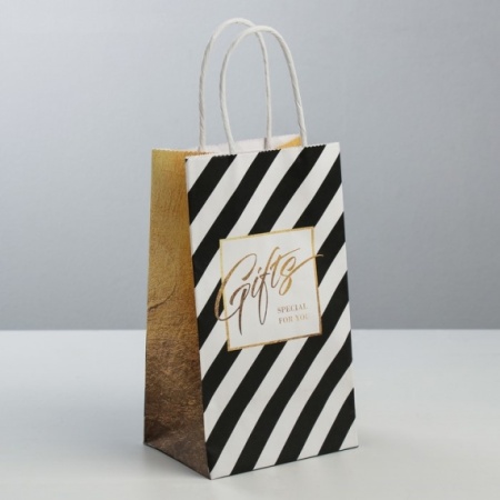 Пакет подарочный крафт "Gifts", 12 × 21 × 9 см - «Таир»