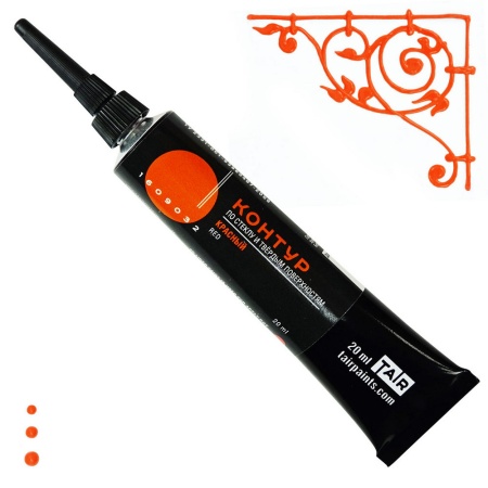 Красный, контур по стеклу, туба 20 мл - «Таир»