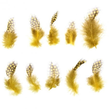 Набор перьев для декора 10 шт, размер 1 шт 5*2 цвет желтый с коричневым - «Таир»