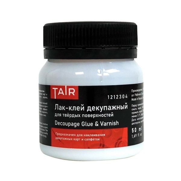 Лак (клей) декупажный для твердых поверхностей, банка 50 мл - «Таир»