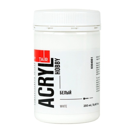 Белый, краска "Акрил-Хобби", банка 250 мл - «Таир»