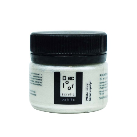 Белое серебро, краска "Деколор", банка 20 мл - «Таир»