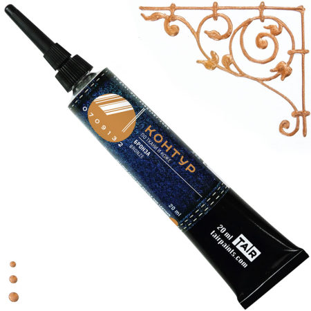 Бронза, контур по ткани и коже, туба 20 мл - «Таир»