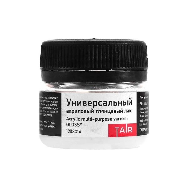 Лак универсальный акриловый глянцевый, банка 20 мл - «Таир»