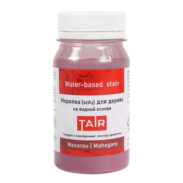 Махагон, морилка для дерева на водной основе, банка 100 мл - «Таир»