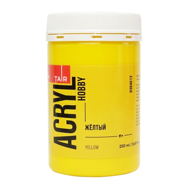 Жёлтый, краска "Акрил-Хобби", банка 250 мл - «Таир»