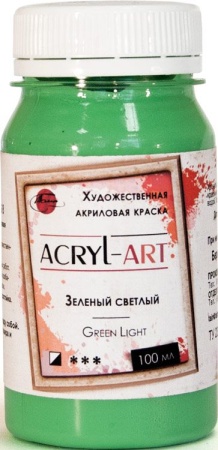 (уценка) Краска акриловая художественная Акрил-Арт, "TAIR", 100 мл, Зелёный светлый (29) - «Таир»