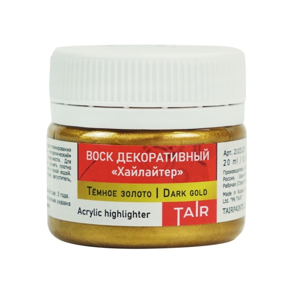 Золото тёмное, воск декоративный «Хайлайтер», банка 20 мл - «Таир»