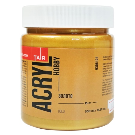 Золото, краска "Акрил-Хобби", банка 500 мл - «Таир»