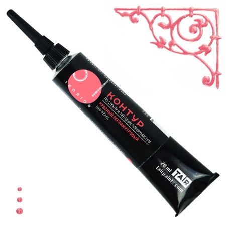 Красный перламутровый, контур по стеклу, туба 20 мл - «Таир»